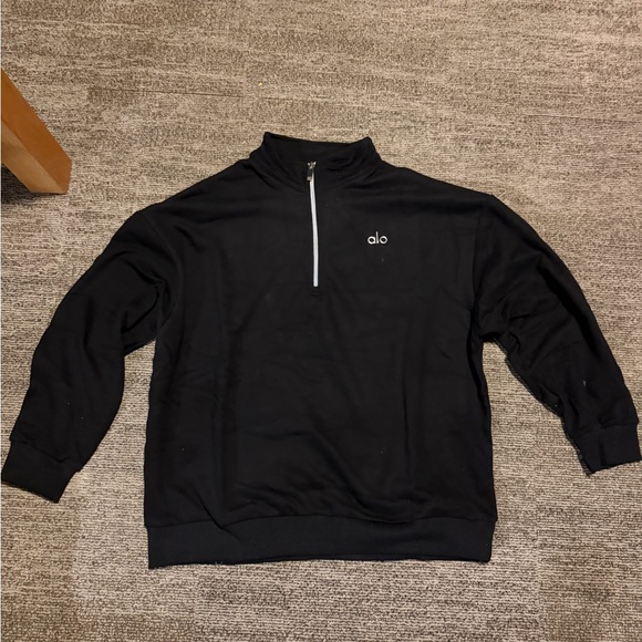 ALO Yoga Black Quarter-Zip Sweatshirt Top - Picture 2 of 7